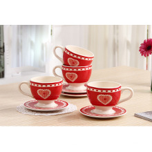 Haonai customized design ceramic coffee cup set ceramic coffee set ceramic cup and saucer